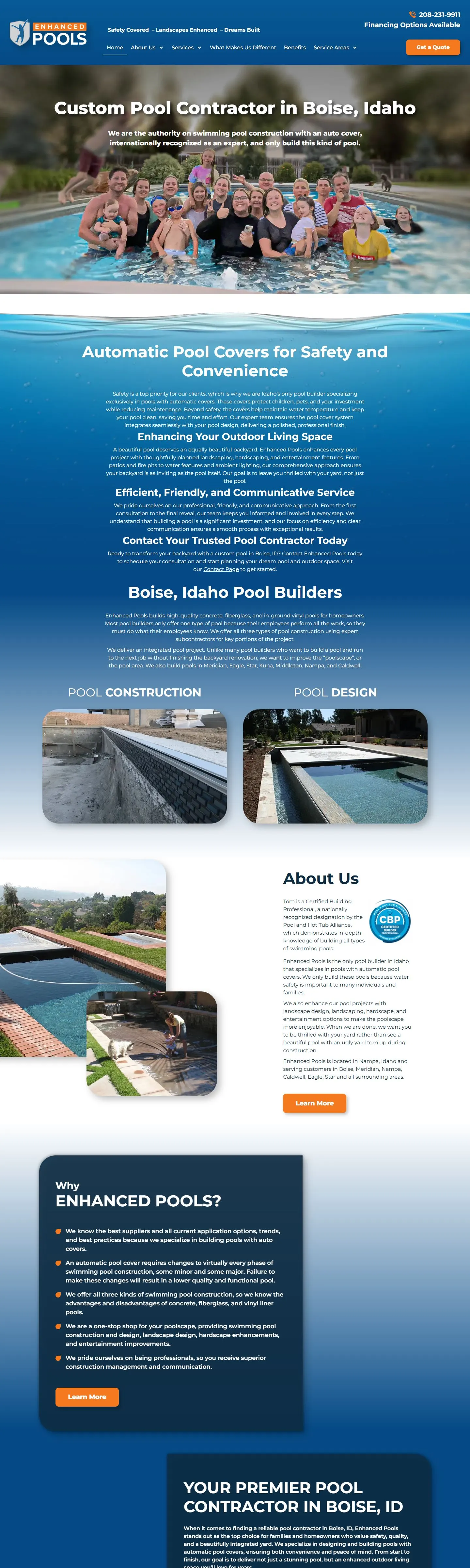 Enhanced Pools homepage