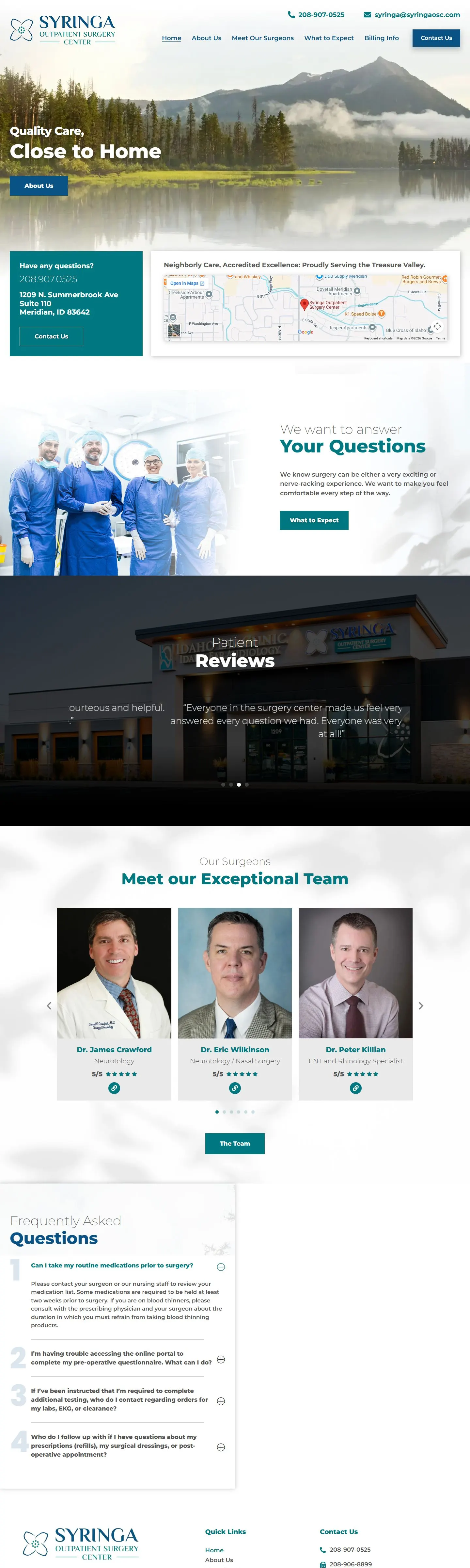 Syringa Outpatient Surgery Center homepage