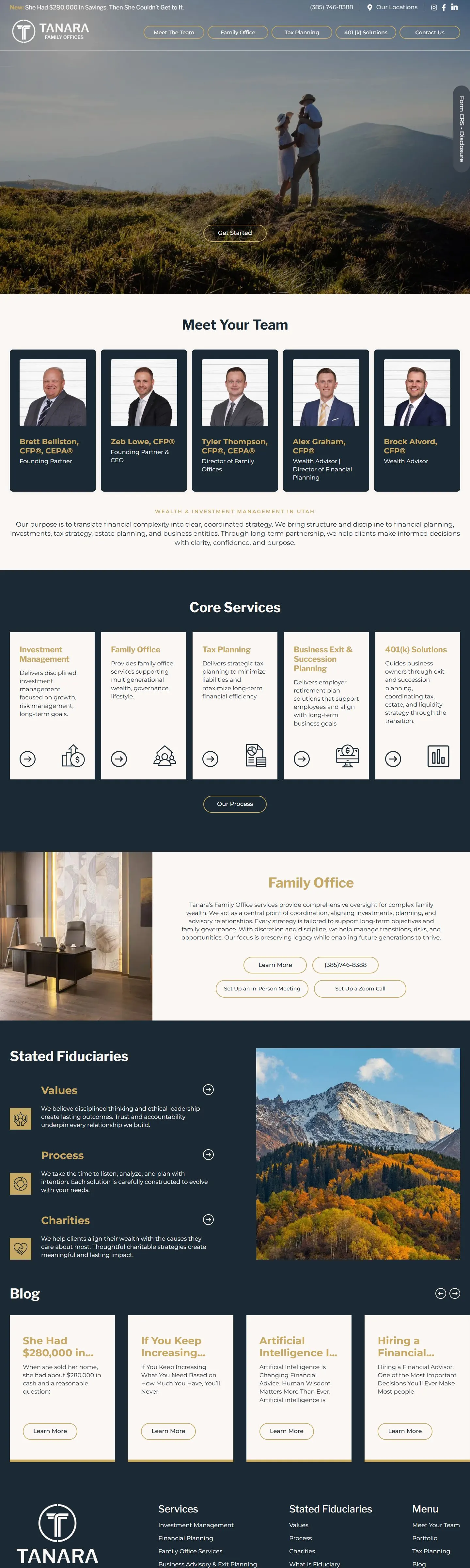 Tanara Family Offices website, full homepage